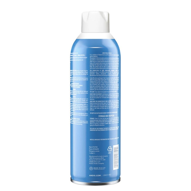 Andis Cool Care Plus 5-in-1 spray bottle for clipper and trimmer maintenance, shown from the back view.