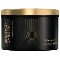 Sebastian Dark Oil lightweight hair treatment mask in a 16oz container, designed to nourish and hydrate hair.