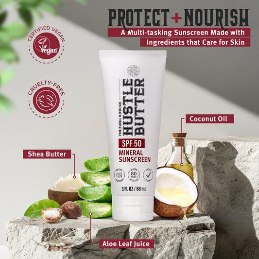 HUSTLE BUTTER MINERAL SUNSCREEN LOTION SPF 50 - 3OZ