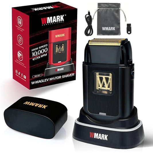 WMARK VECTOR motor shaver in black with sleek design, featuring multiple shaving heads for a close, comfortable shave.