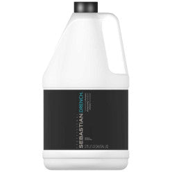 Sebastian Drench Shampoo gallon bottle, professional hair care shampoo for moisture and hydration, with a sleek design and label.