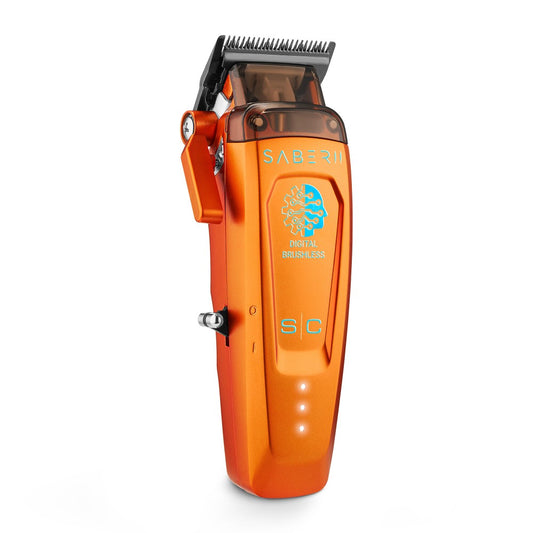 StyleCraft Saber 2.0 orange clipper with ergonomic design, featuring sharp blades for precise grooming and trimming.