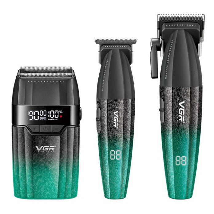 VGR PRO CLIPPER/TRIMMER/SHAVER COMBO - GREEN