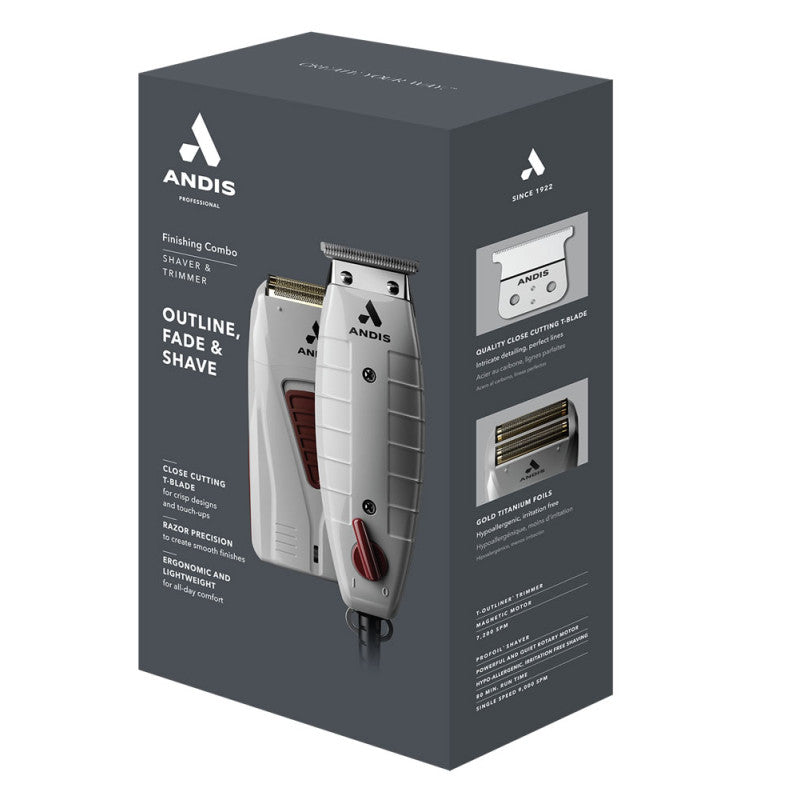 ANDIS FINISHING COMBO - TRIMMER & SHAVER (#17270) - N.O.S. Barber Supply
