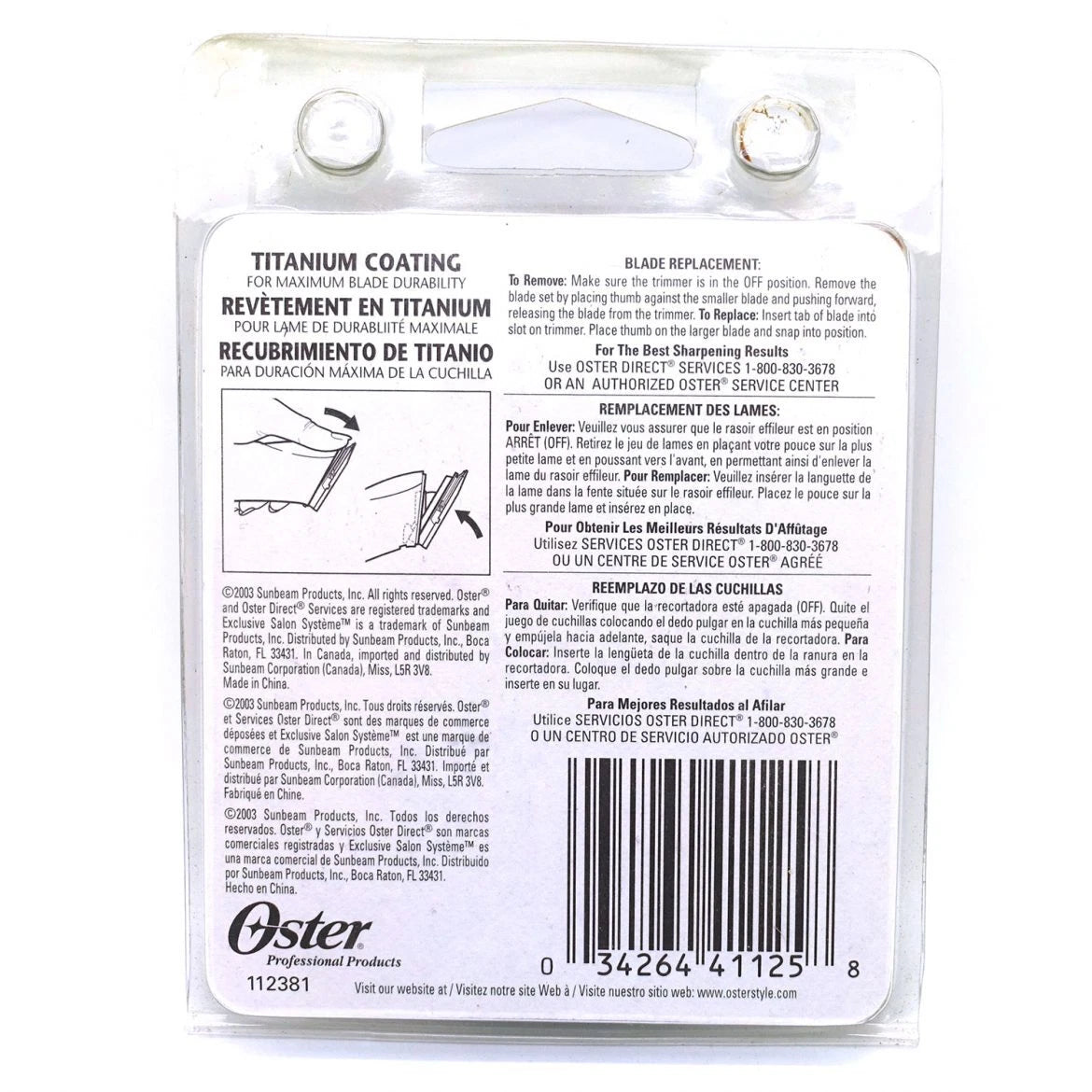 OSTER TITANIUM COATED TEX BLADE (#76913-726)