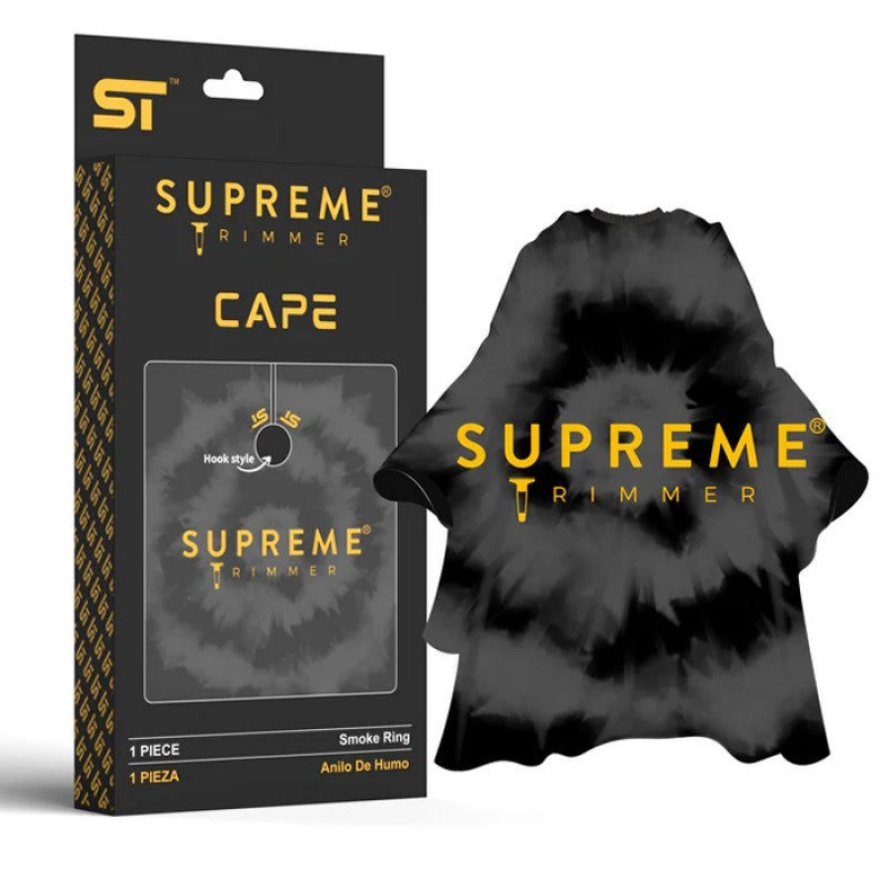 Supreme Trimmer Premium Barber Cape in Smoke Ring color, lightweight cape with adjustable neck for professional haircuts.