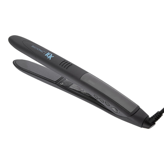 Bio Ionic 10X Pro Styling Iron, 1-inch straightener with sleek design for smooth, professional hair styling.