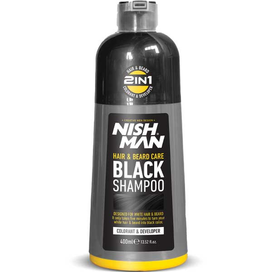 NISHMAN HAIR & BEARD BLACK SHAMPOO - 400ML