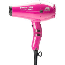 Fuchsia Parlux Advance Light hair dryer with sleek design and multiple heat settings, compact and lightweight for easy styling.