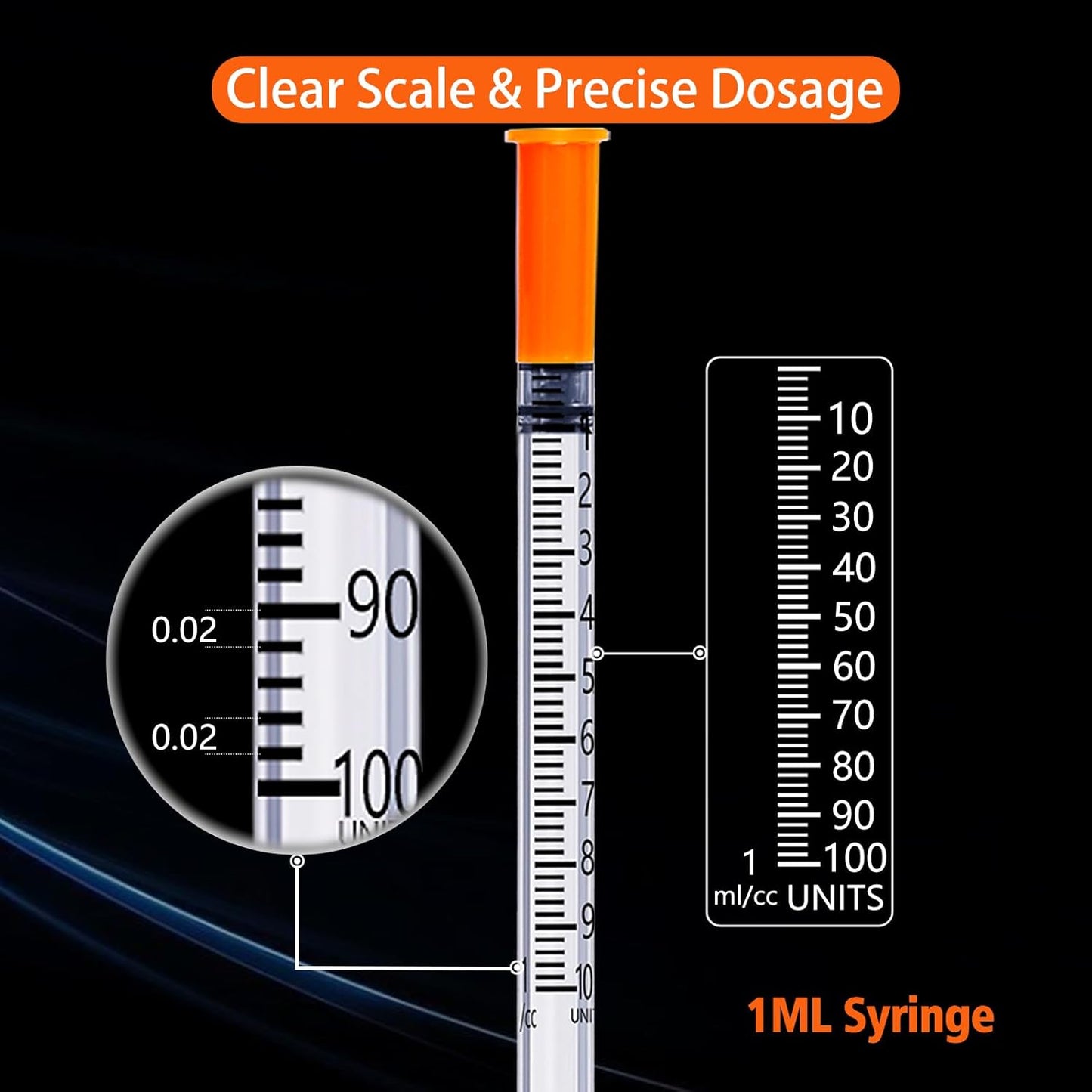Set of 25 individually wrapped 1ml Holas 29G peptide syringes with 5/16 inch needles, suitable for precise injections.