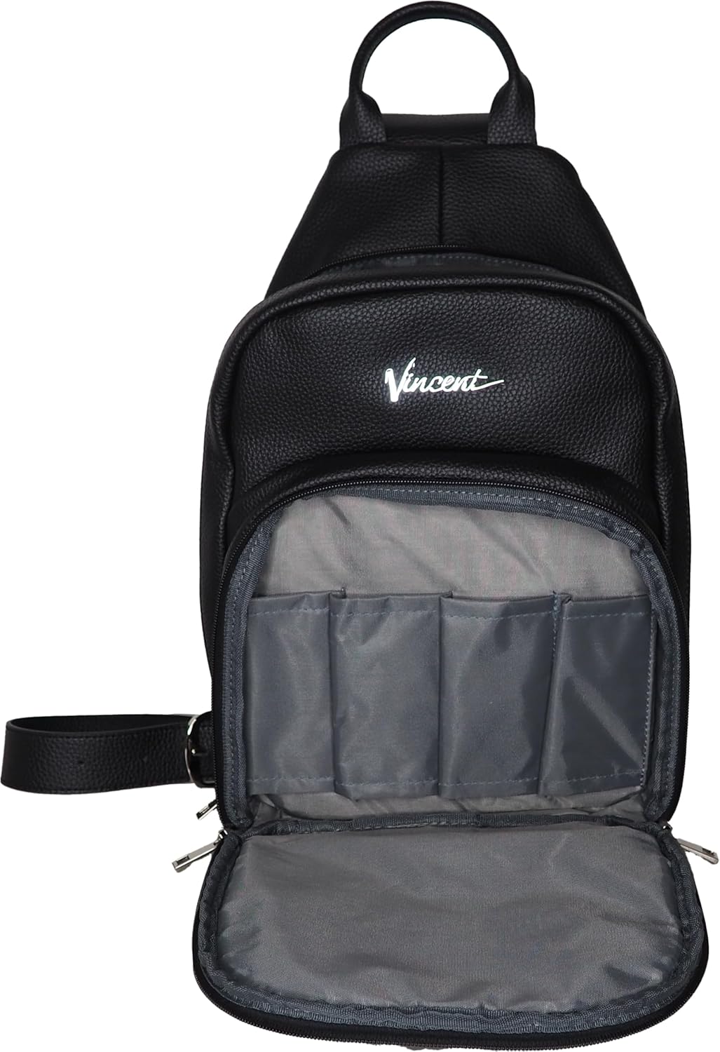 VINCENT BLACK LEATHER SHOULDER BAG (#VT10313)