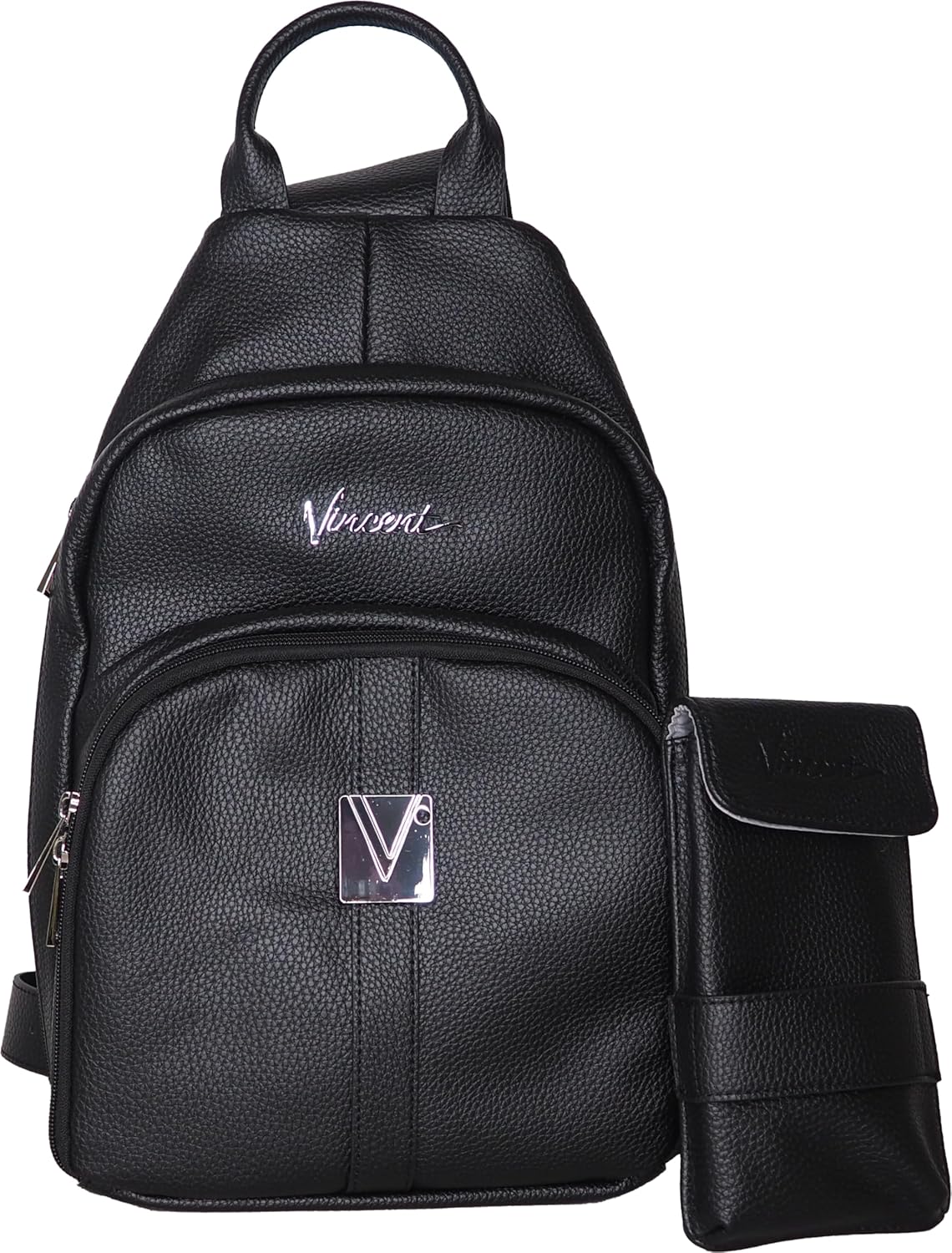 VINCENT BLACK LEATHER SHOULDER BAG (#VT10313)