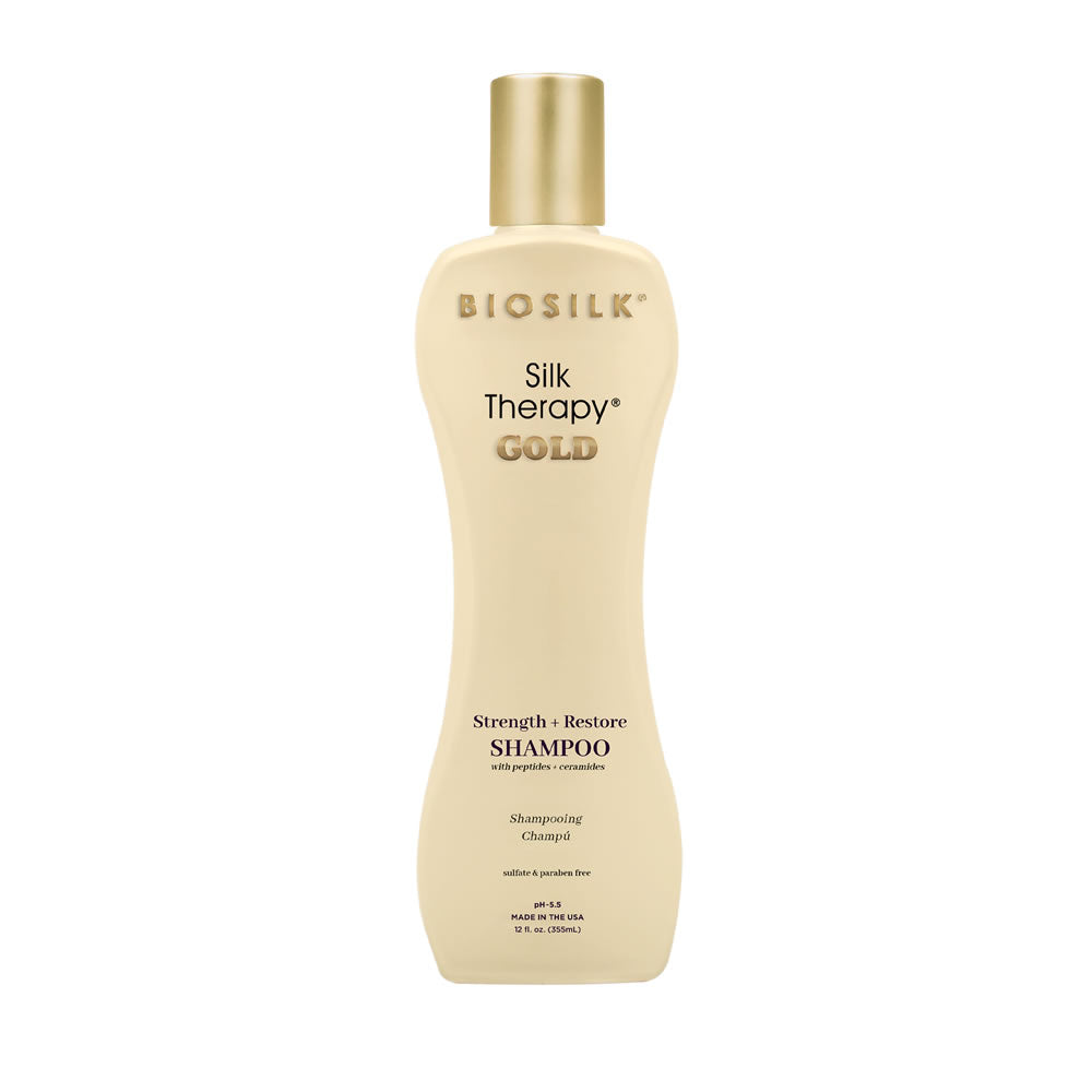 BioSilk Silk Therapy Gold Strength + Restore Shampoo, 12 oz bottle