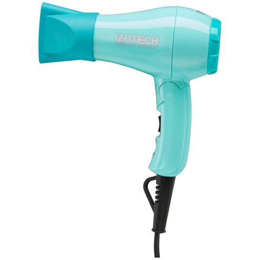 Izutech Mini Toro 2400 folding hair dryer with compact design and foldable handle, ideal for travel and quick styling.