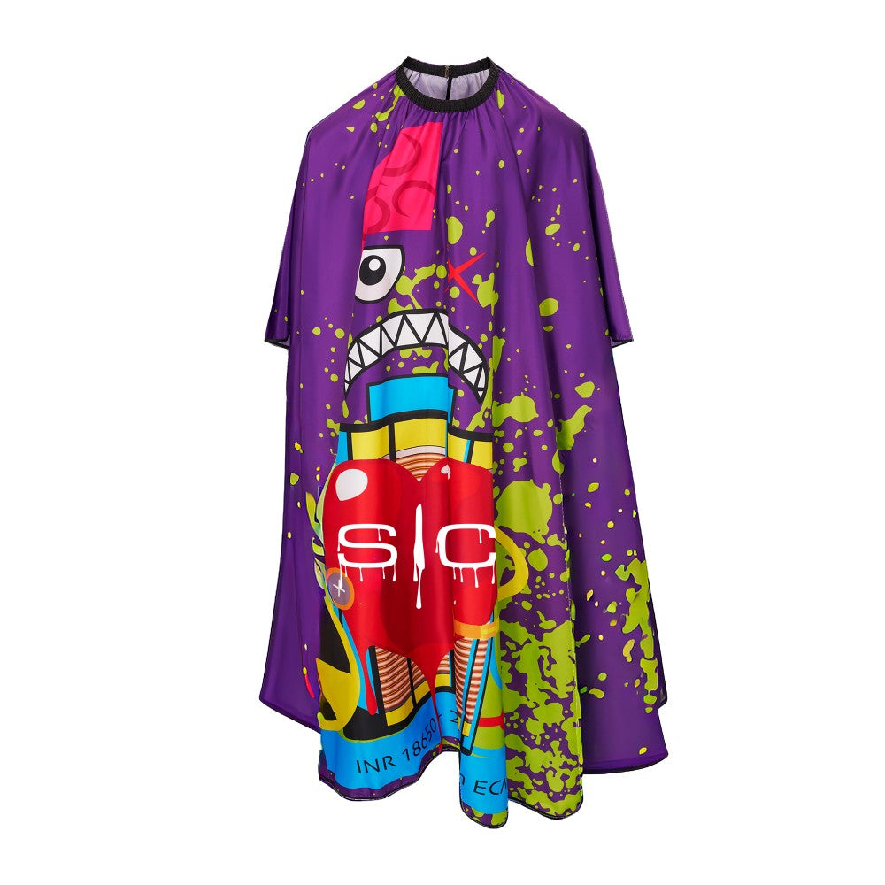StyleCraft Radioactive Cape in purple, professional barber cape with full-coverage design