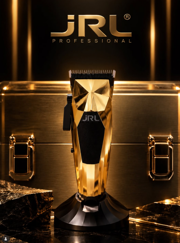 JRL limited edition gold compact clipper with sleek design and adjustable blades, ideal for precise hair trimming.