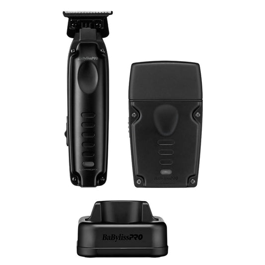 Babyliss Pro Compact Lo-Pro Trimmer and Shaver combo in pink, showing the portable device with ergonomic design and attachments.