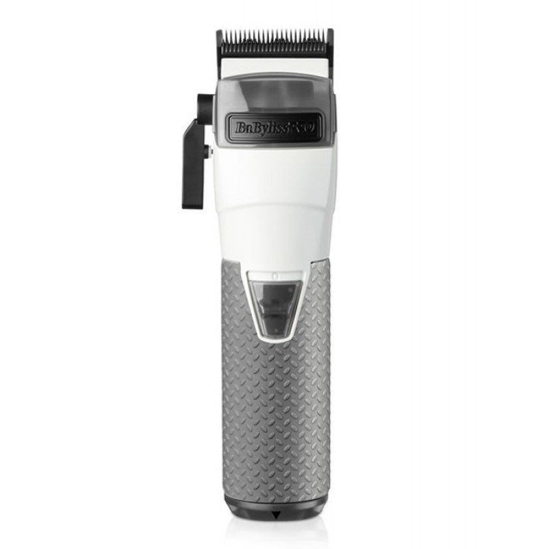 Babyliss Pro FXONE FrostFX clipper with silver and black design, featuring adjustable blades and ergonomic handle.