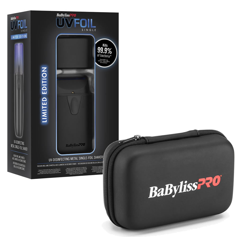 BABYLISSPRO UV MATTE BLACK SINGLE FOIL SHAVER WITH CASE (#FXLFS1MB & #FXFS2BPCASE)