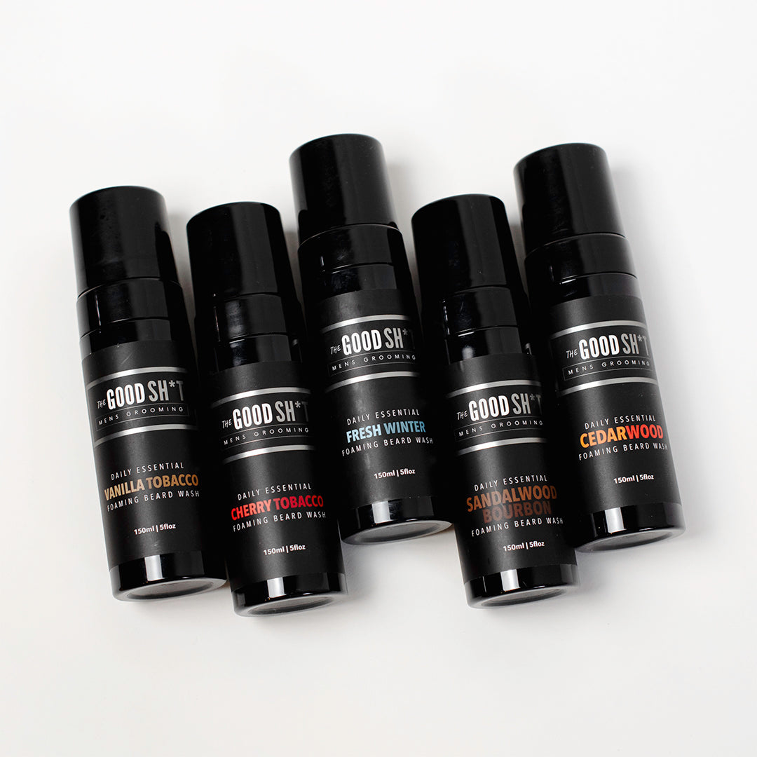 Foaming beard wash from The Good Sh*t Mens Grooming, 5oz bottle, designed to clean and refresh facial hair.