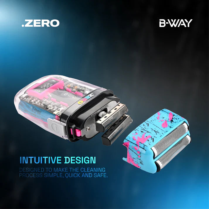 B-Way Zero Shaver showing sleek electric shaver design with close-cut blades and ergonomic handle for precise grooming.