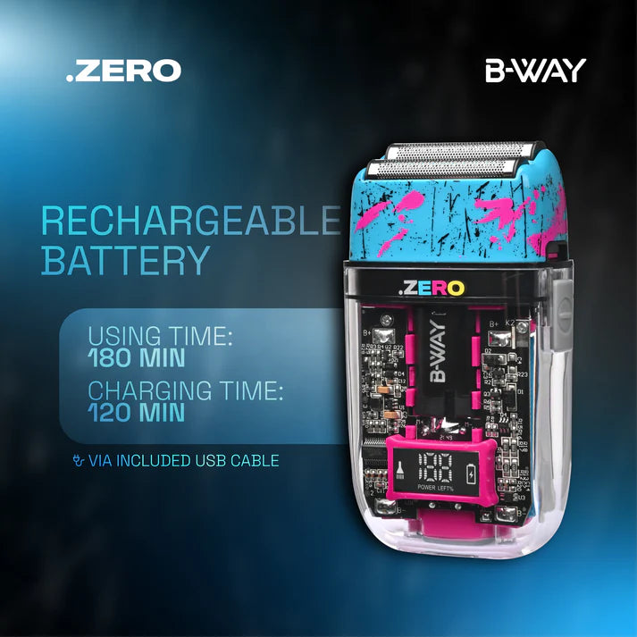 B-Way Zero Shaver, a sleek electric shaver with a modern design and multiple blades for a smooth shave.