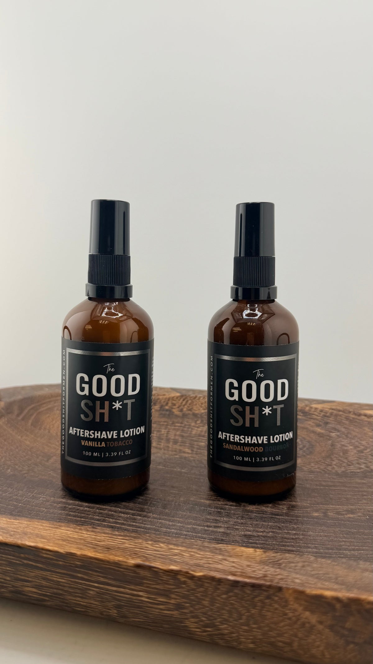 The Good Sh*t men's aftershave lotion in a 3.4oz bottle, featuring a sleek design and masculine branding.