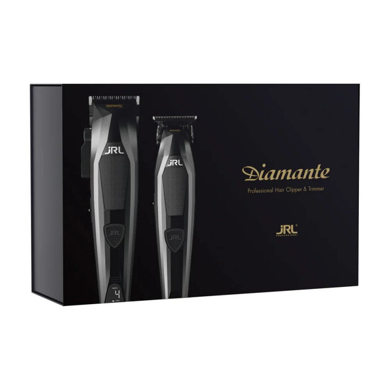 Black JRL Diamante Clipper and Trimmer kit with sleek black design, includes clipper and trimmer tools for grooming.