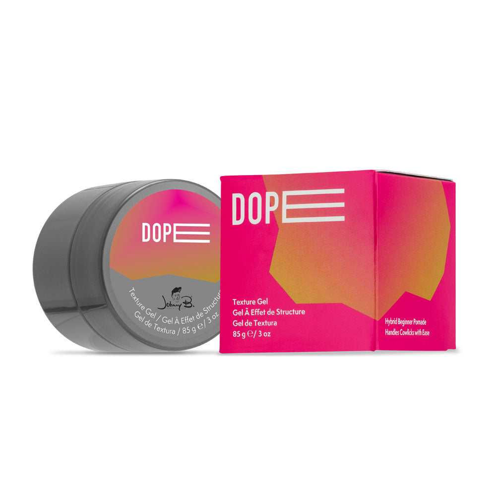 Johnny B Dope Texture Gel in a 3oz container, styling product with a textured gel formula for hair styling and hold.