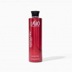 Lasio Color Pro Keratin Hair Treatment bottle, 16oz, with sleek packaging and product details visible.