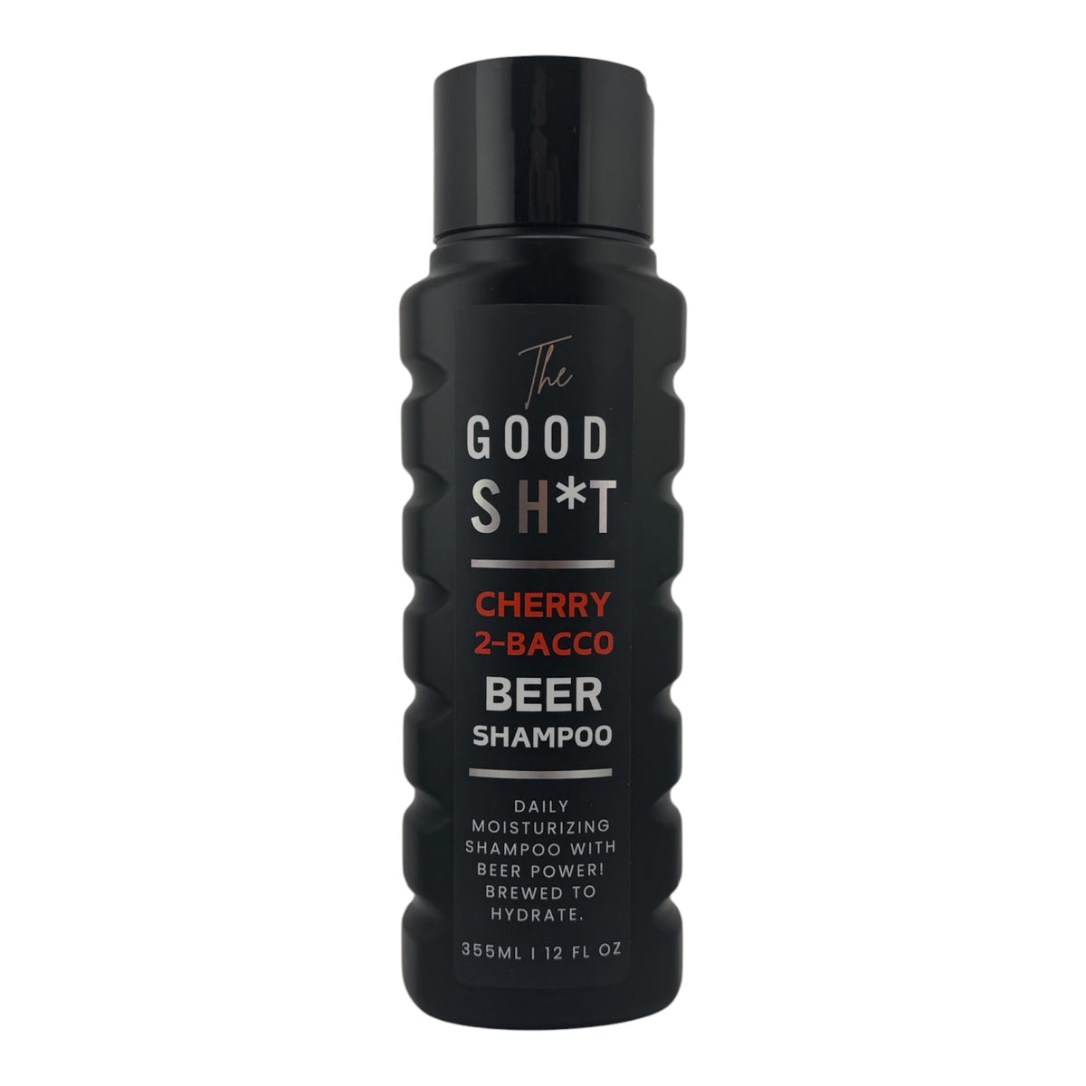 The Good Sh*t Cherry 2-Bacco Beer Shampoo 12oz bottle, men's grooming shampoo with cherry scent and beer extract for hair care.