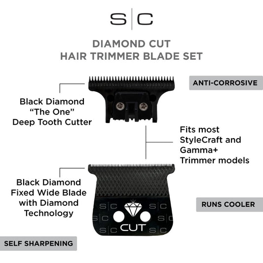 StyleCraft Diamond Cut DLC Trimmer Blade with "The One" Cutter for professional grooming and precise trimming.