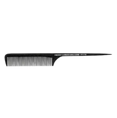 VINCENT CARBON RAT TAIL COMB MEDIUM COARSE TEETH 9.5" (VT1710)