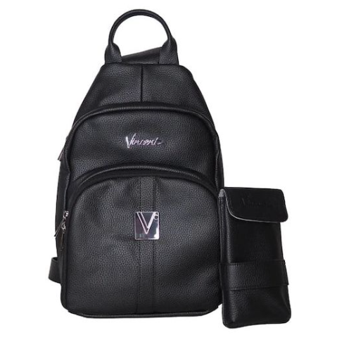 VINCENT BLACK LEATHER SHOULDER BAG (#VT10313)
