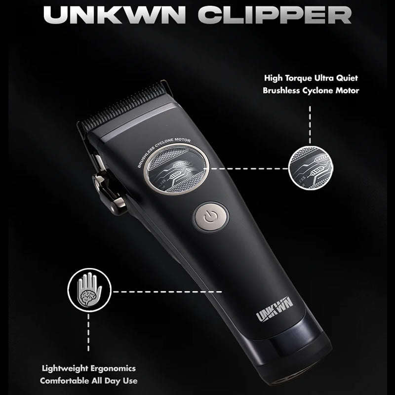 UNKWN Vortex Cyclone Clipper with sleek design and ergonomic grip, ideal for precision hair cutting.