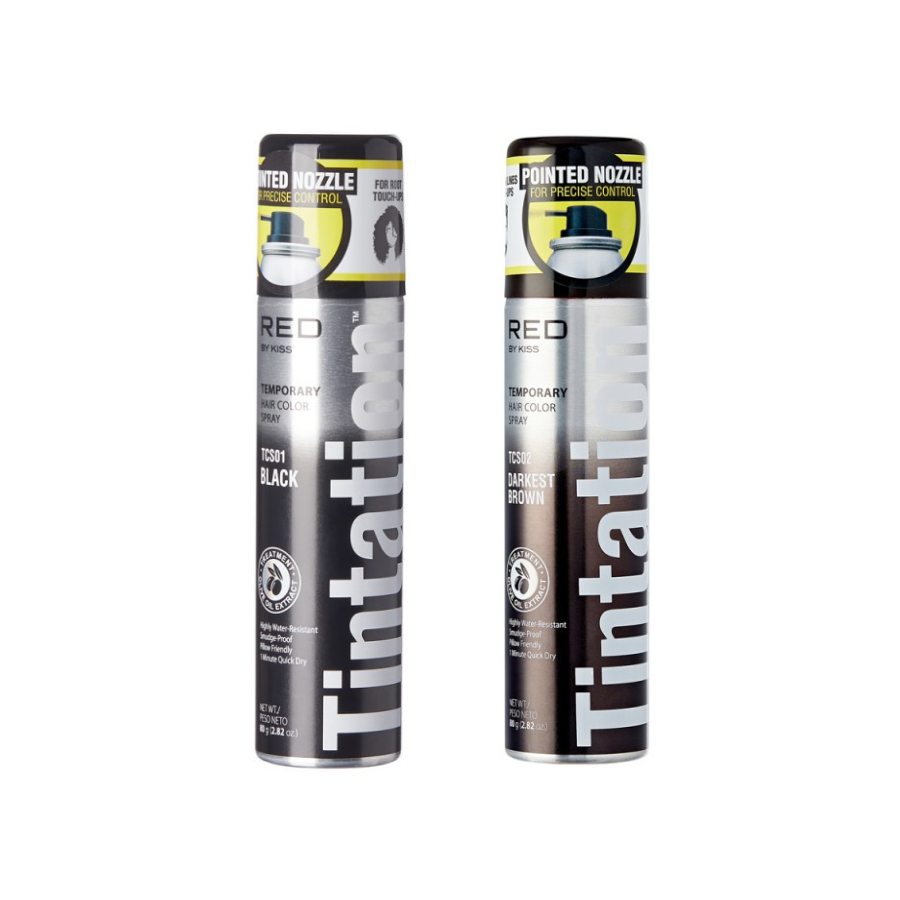 Kiss TINTATION color spray in 2.82 oz for semi-permanent hair color enhancement, featuring vibrant, easy-to-apply hair color.