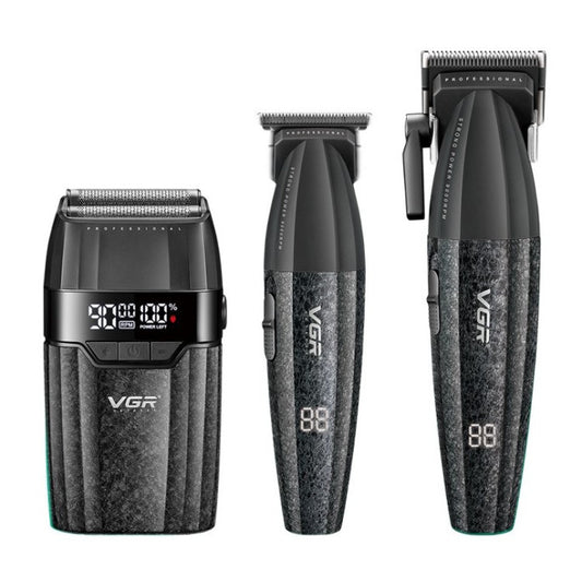 VGR PRO CLIPPER/TRIMMER/SHAVER COMBO - BLACK