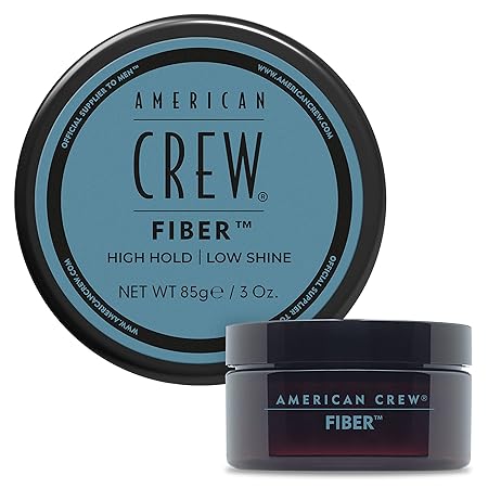American Crew Fiber styling product in 3oz container, showcasing the textured hair styling formula and branding on the jar.