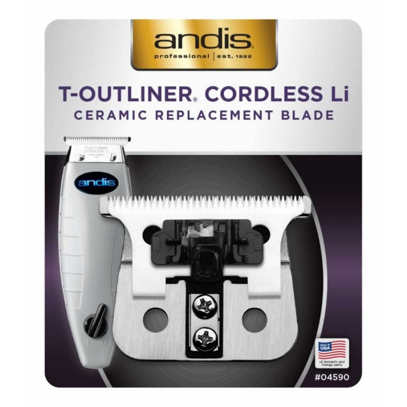 Andis T-Outliner cordless ceramic replacement blade, #04590, designed for precise trimming and outlining tools.