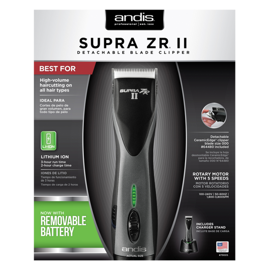 ANDIS SUPRA ZR II CORDLESS DETACHABLE CLIPPER (#79005) - N.O.S. Barber Supply