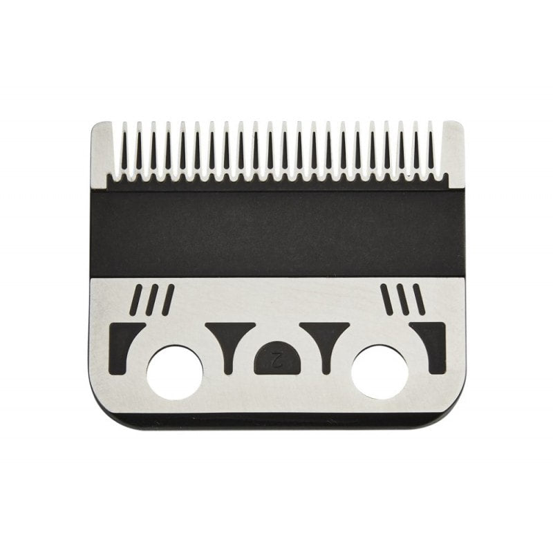 Babyliss Pro black titanium MIM precision fade blade FX8022B with sharp edges for precise hair cutting and fading.