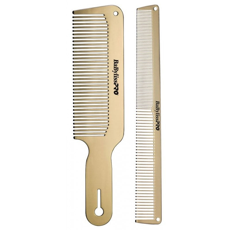 BABYLISSPRO GOLDFX METAL COMB 2PK (#BCOMBSET2G) - N.O.S. Barber Supply