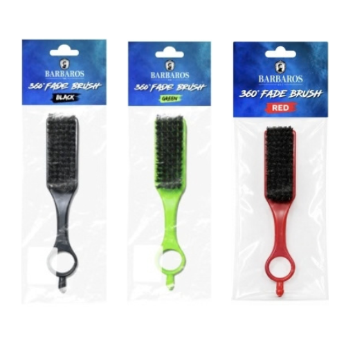 Barbaros 360 Fade Brush, a neck duster with soft bristles designed for grooming and cleaning around the neck area.