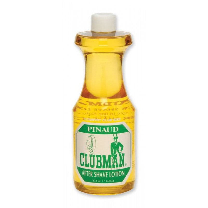 Clubman Pinaud aftershave lotion bottle, 6oz, with classic packaging and label featuring the Clubman logo.