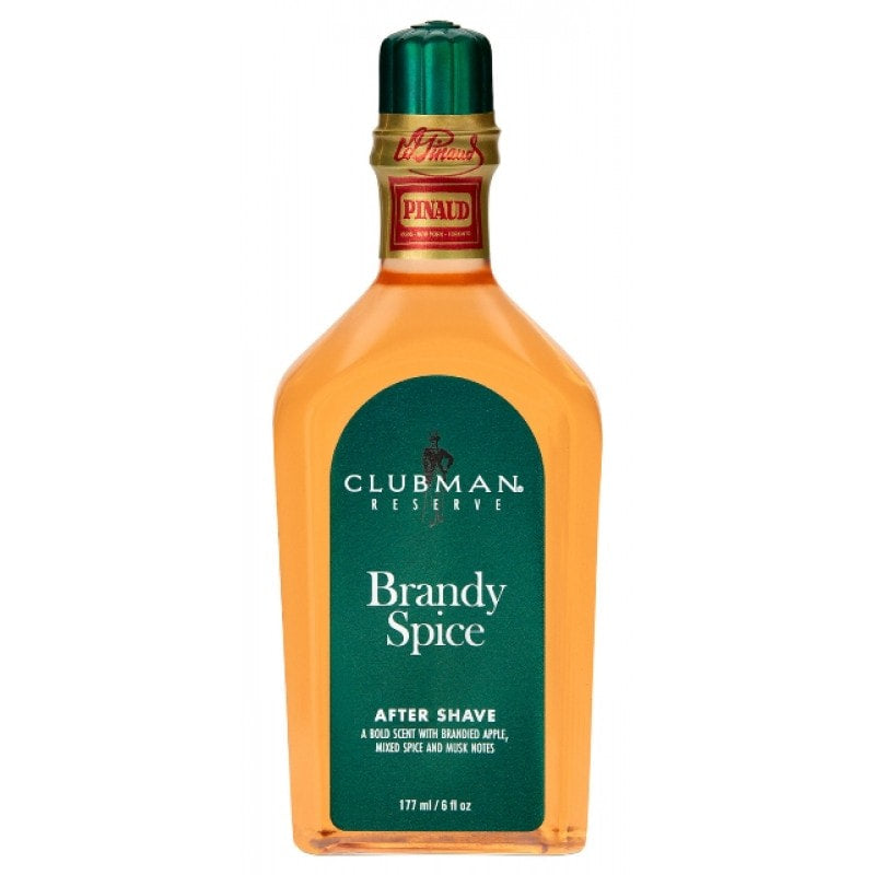 Clubman Pinaud Clubman Reserve Brandy Spice aftershave in a 6oz bottle with a classic bottle design.
