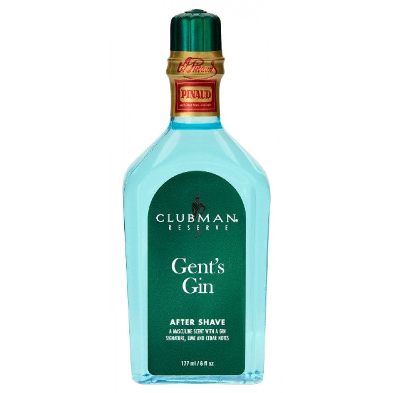 Clubman Pinaud Reserve Gents Gin After Shave in a 6oz bottle, featuring a classic aftershave and cologne with a refined scent.