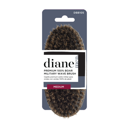 Diane DIANE 100% Boar OG Military Brush with natural bristles and wooden handle, ideal for grooming and styling hair.