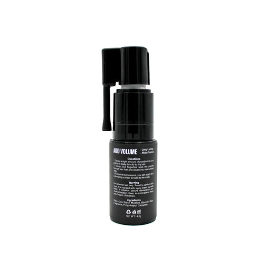 Back view of The Good Sh*t Men's Grooming Dust Volumizing Powder in a sleek container, designed for adding volume to hair.