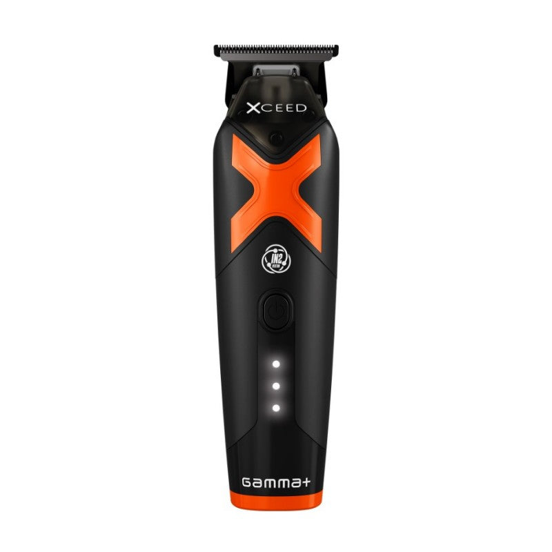 Gamma+ XCEED Trimmer GP418B with black and silver body, precision blades, and ergonomic design for detailed trimming.