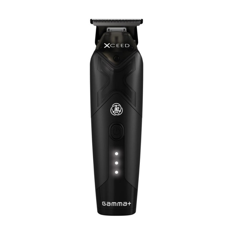 Gamma+ XCEED Trimmer, professional grooming tool with a sleek design, featuring precision blades and ergonomic grip.
